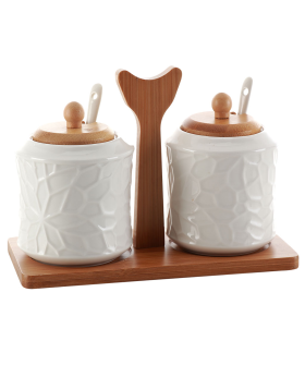 ALPENKOK Набор из 2 банок (360 мл) с ложками на бамбуковой подставке AK1-0019 KRISPY ALPENKOK Набор из 2 банок (360 мл) с ложками на бамбуковой подставке AK1-0019 KRISPY