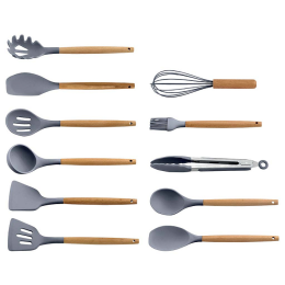 ALPENKOK Набор кухонных принадлежностей на подставке 12 предметов (силикон) АК-5280 серый