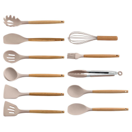 ALPENKOK Набор кухонных принадлежностей на подставке 12 предметов (силикон) АК-5282 бежевый