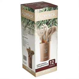 ALPENKOK Набор кухонных принадлежностей на подставке 12 предметов (силикон) АК-5282 бежевый