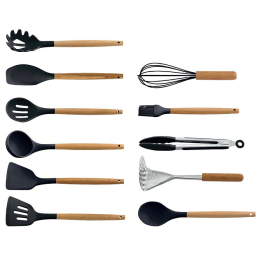 ALPENKOK Набор кухонных принадлежностей на подставке 12 предметов (силикон) АК-5283 черный