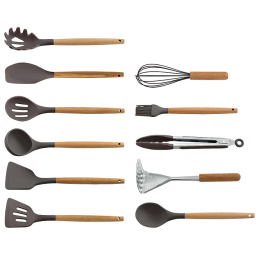 ALPENKOK Набор кухонных принадлежностей на подставке 12 предметов (силикон) АК-5284 бежево-коричневый