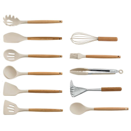 ALPENKOK Набор кухонных принадлежностей на подставке 12 предметов (силикон) АК-5285 молочный