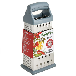 WEBBER Терка 4 грани 20 см, нержавеющая сталь, пластиковая ручка BE-048 серая