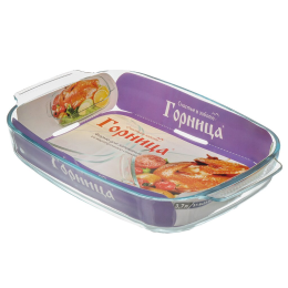 ГОРНИЦА Форма для запекания стекло 378х256х66 прямоугольная эргоном/руч. 3,7л Ф2372