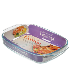 ГОРНИЦА Форма для запекания стекло 378х256х66 прямоугольная эргоном/руч. 3,7л Ф2372