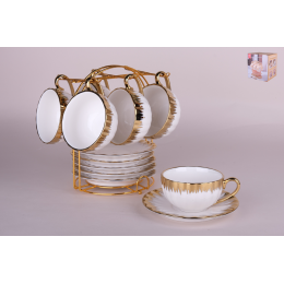 КОРАЛЛ Набор чайный  12 пр. White gold 220 мл. на мет.подст. 7477