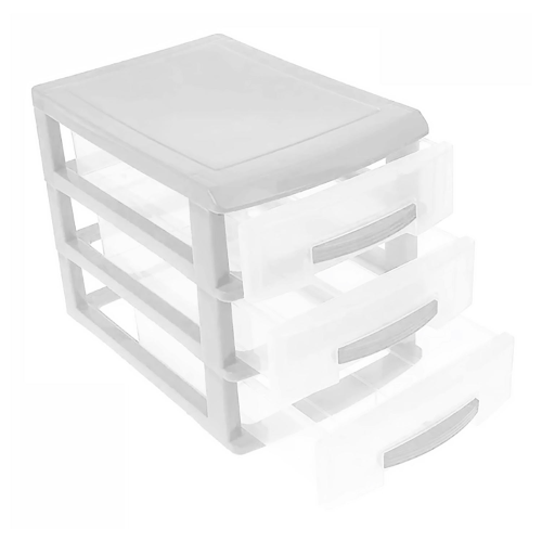 Комод настольный 3 секции МИНИ РОССПЛАСТ РП-442 БЕЛЫЙ