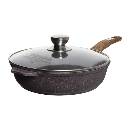 Сковорода 22 см Мечта с несъемной ручкой и стеклянной крышкой Premium violet с22904