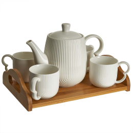 ALPENKOK Чайный сервиз на 4 персоны SCANDI на бамбуковой подставке AK1-0036