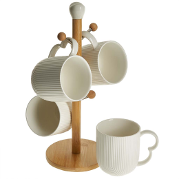 ALPENKOK Набор из 4 кружек на бамбуковой подставке SCANDI AK1-0037