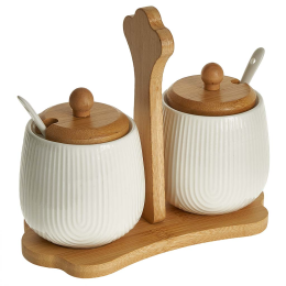 ALPENKOK Набор из 2 банок (350 мл) с ложками на бамбуковой подставке SCANDI AK1-0041