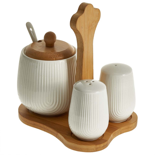 Набор для специй с сахарницей (350 мл) на бамбуковой подставке AK1-0042 SCANDI