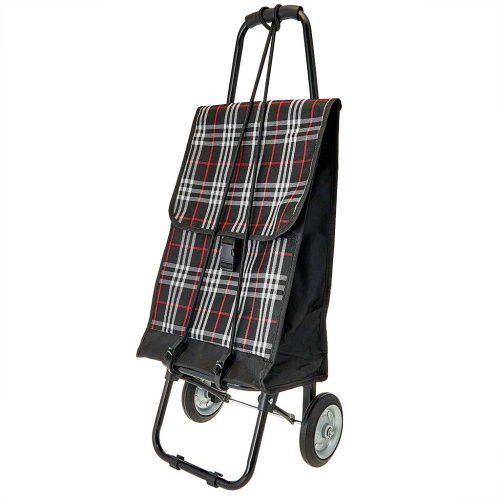 Тележка багажная ручная 50 кг DT-23 с металлическими колесами, черная с белым