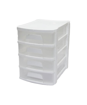 РОССПЛАСТ Комод настольный 4 секции МИНИ  РП-443 белый