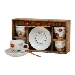 КОРАЛЛ Набор чайный 8 пр. с ложками 180мл Кофейный дворик RS097-3656YX