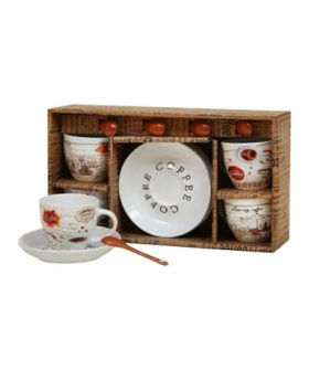 КОРАЛЛ Набор чайный 8 пр. с ложками 180мл Кофейный дворик RS097-3656YX