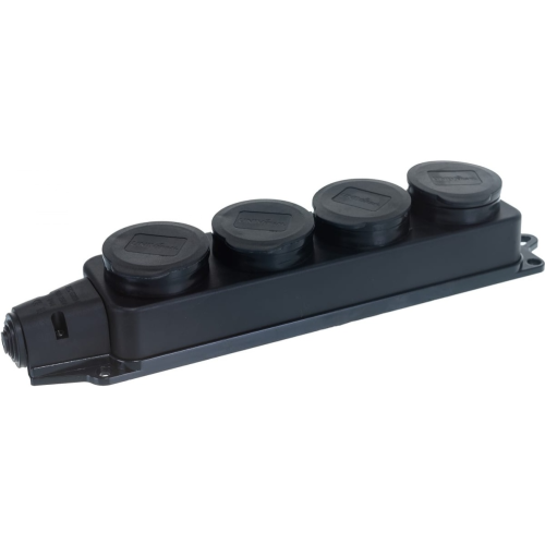 Колодка "UNIVersal" 4-х местная однофазная с заглушками с/з каучук 16А 250В IP44 (еврослот)