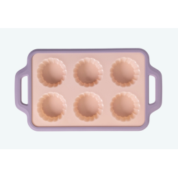 ATTRIBUTE Форма для выпечки мини кексов AURORA 6шт 34x19,5x3cм силиконовая с металлической рамкой ABA111