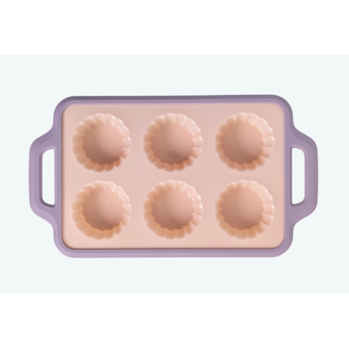 Форма для выпечки мини кексов AURORA 6шт 34x19,5x3cм силиконовая с металлической рамкой ABA111