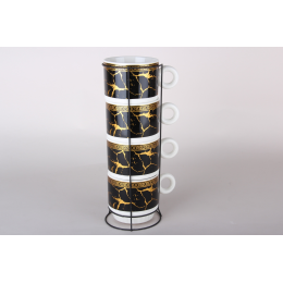 КОРАЛЛ Набор кружек на металлической подставке (4 шт) 200 мл 7496