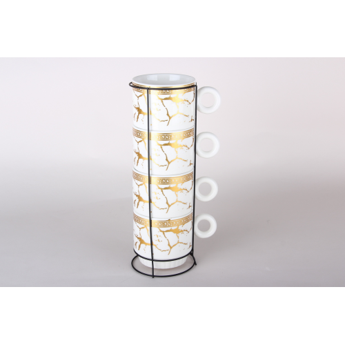 Набор кружек на металлической подставке (4 шт) 200 мл 7497