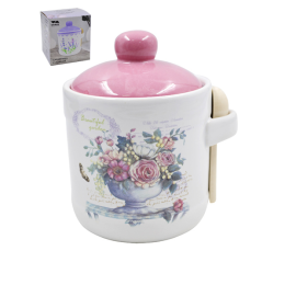 Lavenir Сахарница с ложкой Beautiful garden 370 мл, 9 см HC205-K48