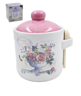 Lavenir Сахарница с ложкой Beautiful garden 370 мл, 9 см HC205-K48 Lavenir Сахарница с ложкой Beautiful garden 370 мл, 9 см HC205-K48