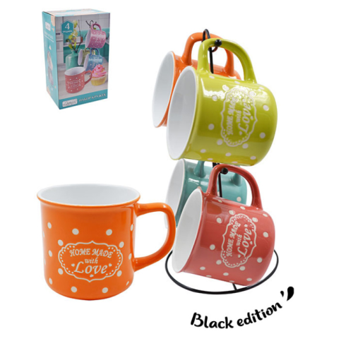 Набор кружек на м/подст. (4пр.) Lavenir "С любовью" 300 мл, 21665