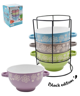 Lavenir Набор бульонниц на м/подст. (4шт.) "Цветы" 630 мл, 14 см, 21785 Lavenir Набор бульонниц на м/подст. (4шт.) "Цветы" 630 мл, 14 см, 21785