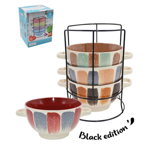 Набор бульонниц Lavenir на м/подст. (4шт.) "Палитра" 630 мл, 14 см, 21985