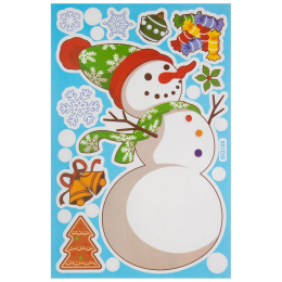 Наклейка интерьерная новогодняя Весёлый снеговик BQ166. 109962-SK