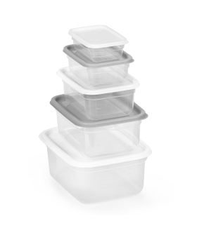 АЛЬТЕРНАТИВА Набор емкостей для СВЧ МАТРЕШКА 0,2л+0,4л+0,7л+1,2л+1,9л М9173 БЕЛО/СЕРЫЙ