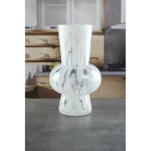 Ваза стеклянная Royal Classics,17*28 см, цвет  с белыми цветочками 68950