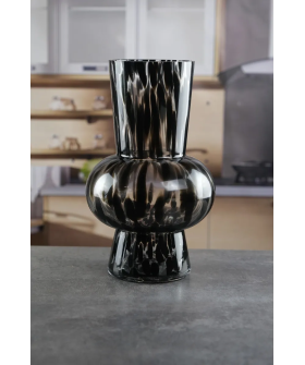 Royal Classics Ваза стеклянная 17*28 см, цвет  с чёрными цветочками 68989