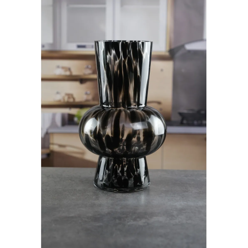 Ваза стеклянная Royal Classics,17*28 см, цвет с чёрными цветочками 68989