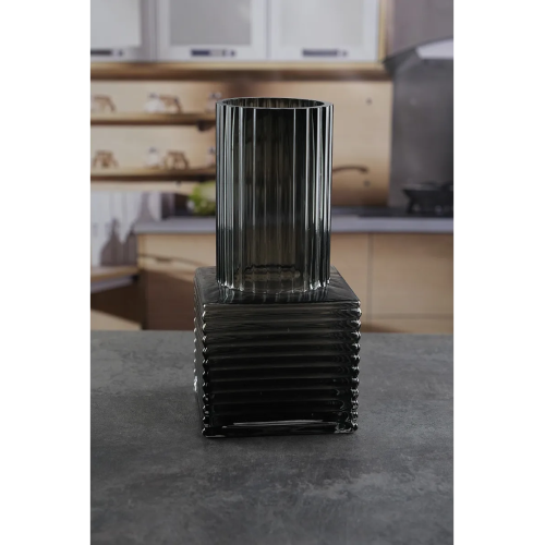 Ваза стеклянная Royal Classics,12*25 см, цвет серый 68948