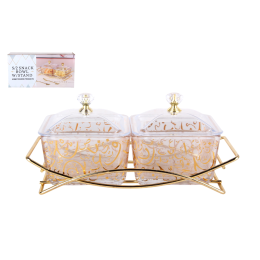 КОРАЛЛ Менажница 2-х секционная на метал.подставке 20х9.5х8.5см 9187