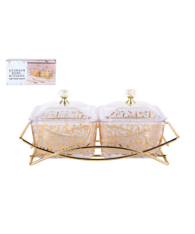 КОРАЛЛ Менажница 2-х секционная на метал.подставке 20х9.5х8.5см 9187