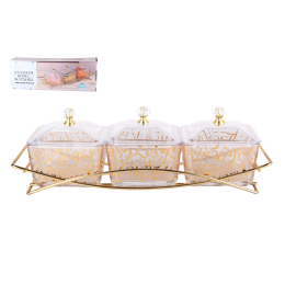 КОРАЛЛ Менажница 3-х секционная на метал.подставке 27.5х9.5х8.5см 9188