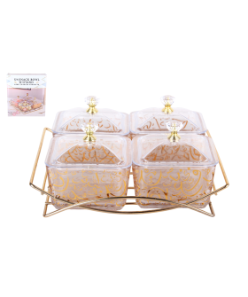 КОРАЛЛ Менажница 4-х секционная на метал.подставке 20х17.5х8.5см 9189