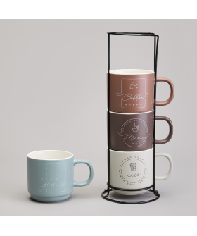 Lefard Набор кружек на метал.подставке 360мл. 4пр. 756-473