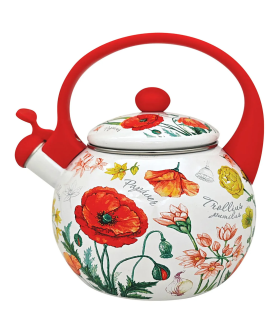 Appetite Чайник эмал 2,0л со свистком Алые цветы FT7-RF Appetite Чайник эмал 2,0л со свистком Алые цветы FT7-RF