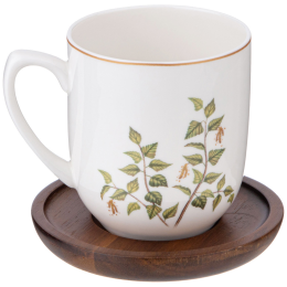 Lefard Кружка БЕРЕЗКИ на дерев. подставке 380мл 85-2017