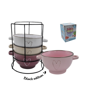 Lavenir Набор бульонниц на м/подст. (4шт.) "Сердце" 630 мл, 14 см, 20812