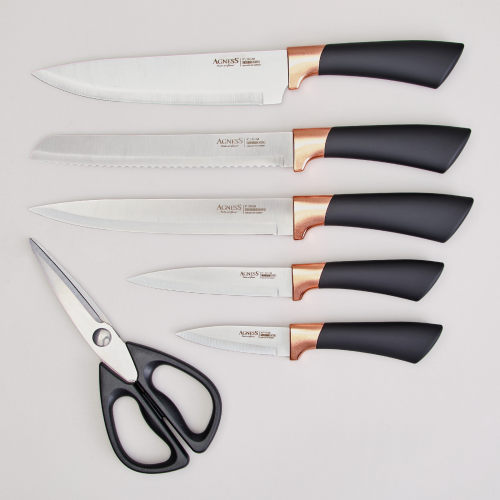 Набор ножей Agness на пластиковой подставке, 7 предметов. 911-784