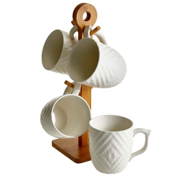 ALPENKOK Набор из 4 кружек (360 мл) на бамбуковой подставке AK5-0018