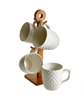 ALPENKOK Набор из 4 кружек (360 мл) на бамбуковой подставке AK5-0018