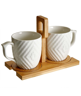 ALPENKOK Набор из 2 кружек (360 мл) на бамбуковой подставке AK5-0020 ALPENKOK Набор из 2 кружек (360 мл) на бамбуковой подставке AK5-0020