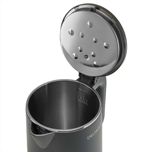 Чайник электрический 2000 Вт, 1,8 л DELTA LUX DE-1023, двойной корпус, LCD дисплей, 5 режимов, серый